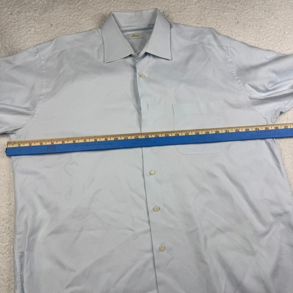 Brioni Light Blue Knit Dress Shirt Men's XL Collar 16.5 Made in Italy - Picture 10 of 11